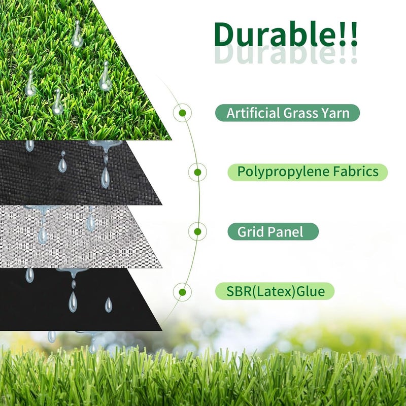 SunVilla Artificial Grass Rug Indoor Outdoor, Realistic Thick Synthetic Fake Grass Mat for Dogs, Garden Lawn Landscape Patio Grass (2 in X 3 in - Sample) - Image 2